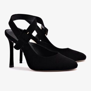 Larroudé Deena Black Suede Pumps